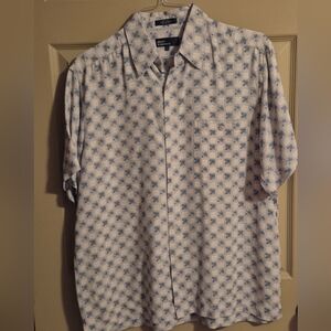 Marc Edwards Silk Blue and White Patterned Shirt